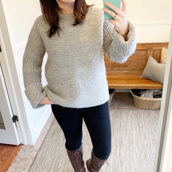 Sweaters - Heavy-Weight Grey Knit Sweater
